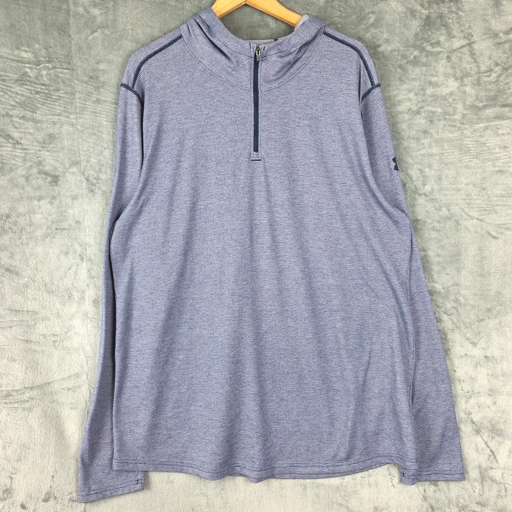 Under Armour Hoodie Mens 3XL Blue Threadborne Fitted 1/4 Zip Pullover Athleisure